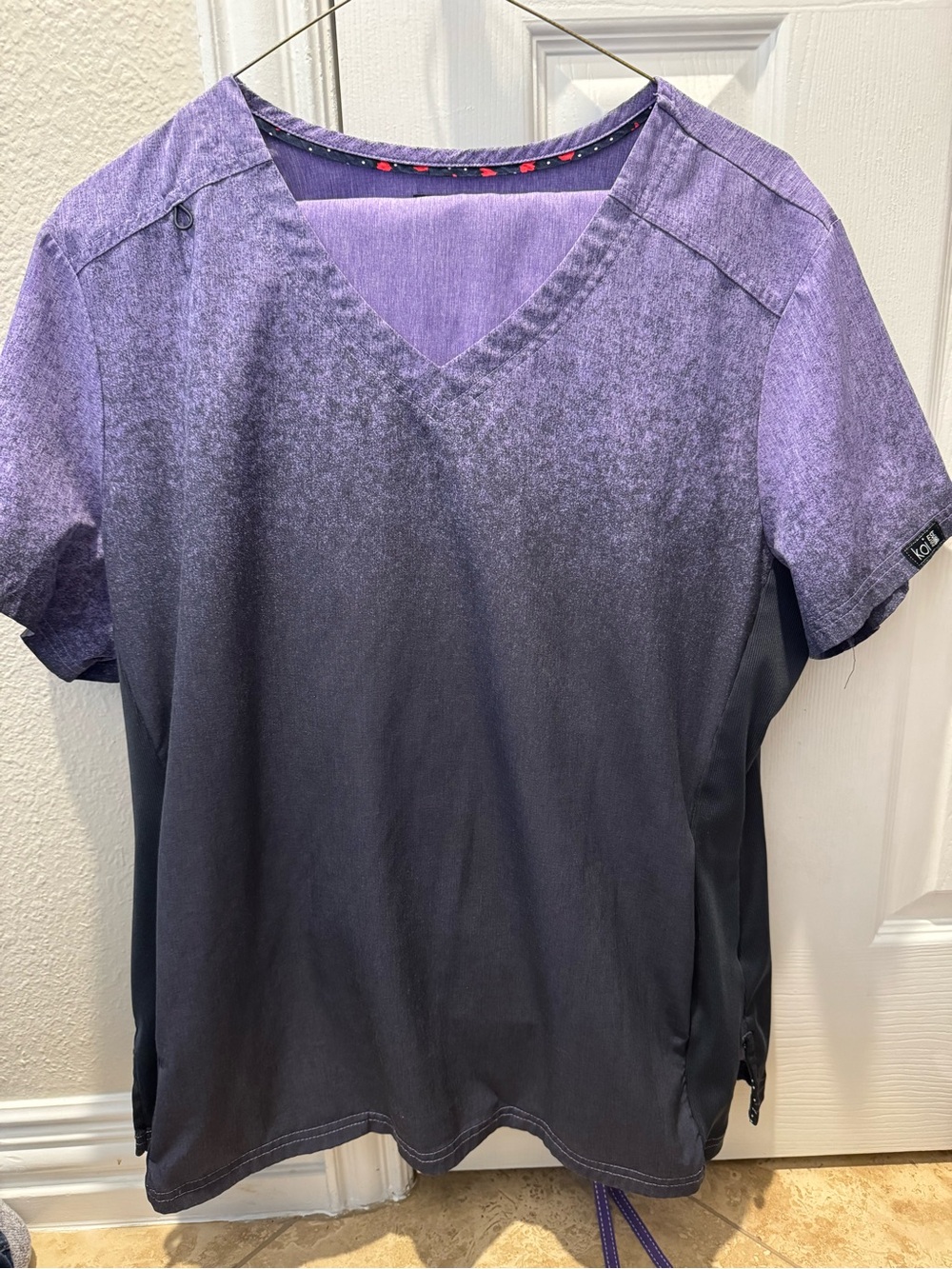 koi Ombre Purple to Charcoal V-Neck Scrub Set